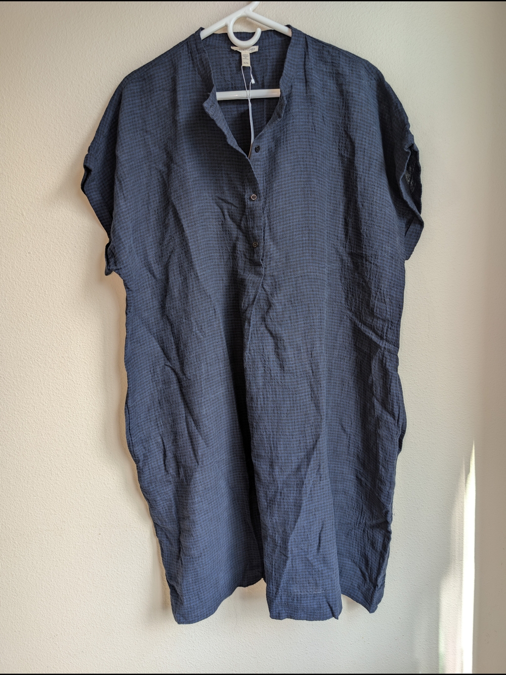 NWT Eileen Fisher Puckered Organic Linen Shirt Dress Women's Size XL